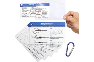 KVONU Waterproof Fishing Knot Handbook: 12 Easy Knots | Step-by-Step Guide & Mini Carabiner | Ideal for Novices