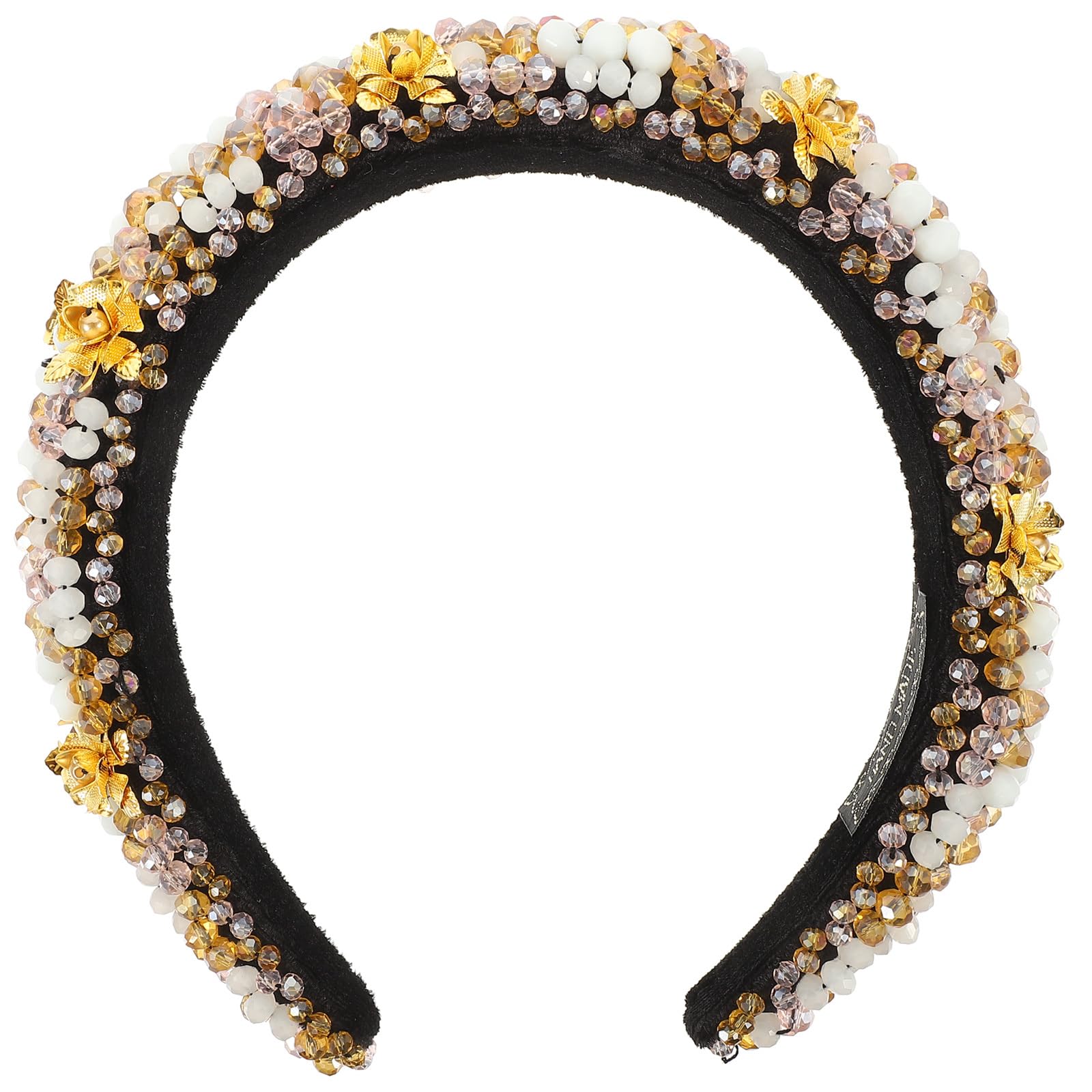 minkissy Baroque Rhinestone Headband, Wide Velvet Padded Hairband for Women, Elegant Hair Accessory for Parties, Weddings, and Daily Wear