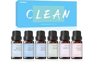 AmaKane Fragrance Oils Clean Set, 6 Premium Soap Making Scents, Fragrance Oil for Candle Making, Essential Oils for Laundry, 
