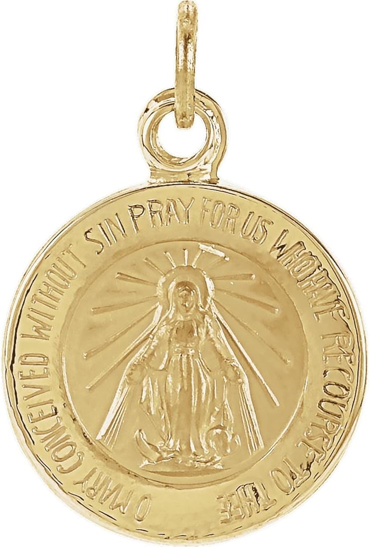 14k Yellow Gold Miraculous Medal (12 MM) The Men's Jewelry