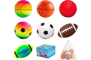 INNOTOYS Balls for Toddlers 1-3 3-5, Toddler Toys 7 Pack 5" Small Balls with Pump - Stocking Stuffers Christmas Toys for Kids - Mini Footballs Soccer Basketball Kickball Playground Ball for Boys Girls