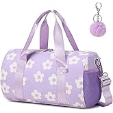 Dance Ballet Bag for Girls Purple Corduroy Dance Bag for Girls 4-6 Toddler Small Duffle Ballerina Bags with Waterproof Dry Wet Separated Compartment