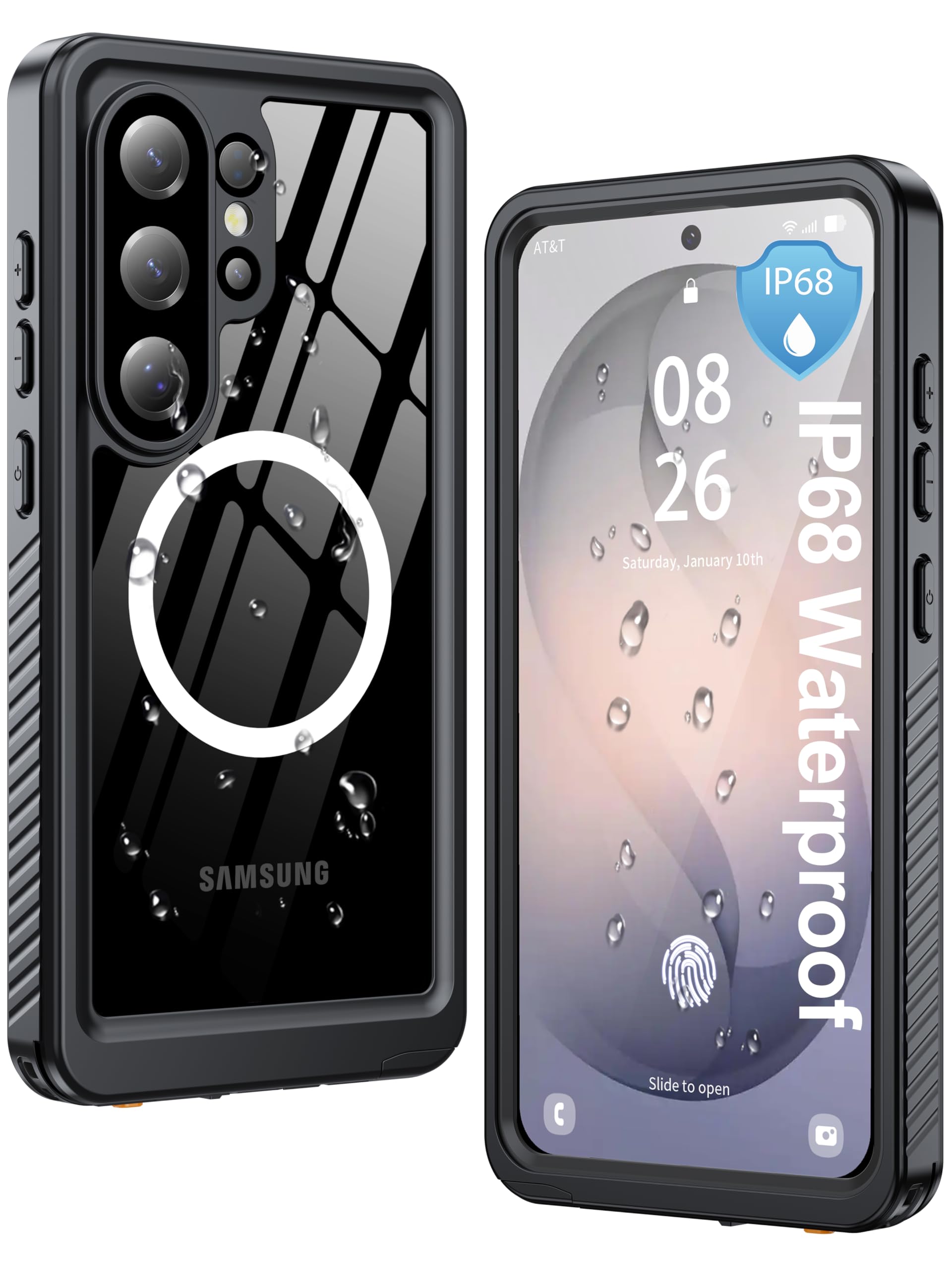 Photo 1 of ANTSHARE IP68 Waterproof Case for Samsung Galaxy S26 Ultra [2026] - MagSafe Compatible, Built-in Screen/Lens Protector - Shockproof Full Body Protection for Swimming/Outdoor, Black/Clear