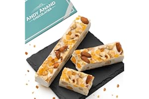 Andy Anand Chocolatier Nougat Candy – Soft Orange Peel Brittle with Roasted Almonds & Wildflower Honey from Spain – Gluten Free, Vegan, Dairy & Soy Free Gourmet Snack, 7 Oz Box