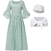GRACEART Pioneer Woman Costume Colonial Prairie Dress for Women 100% Cotton
