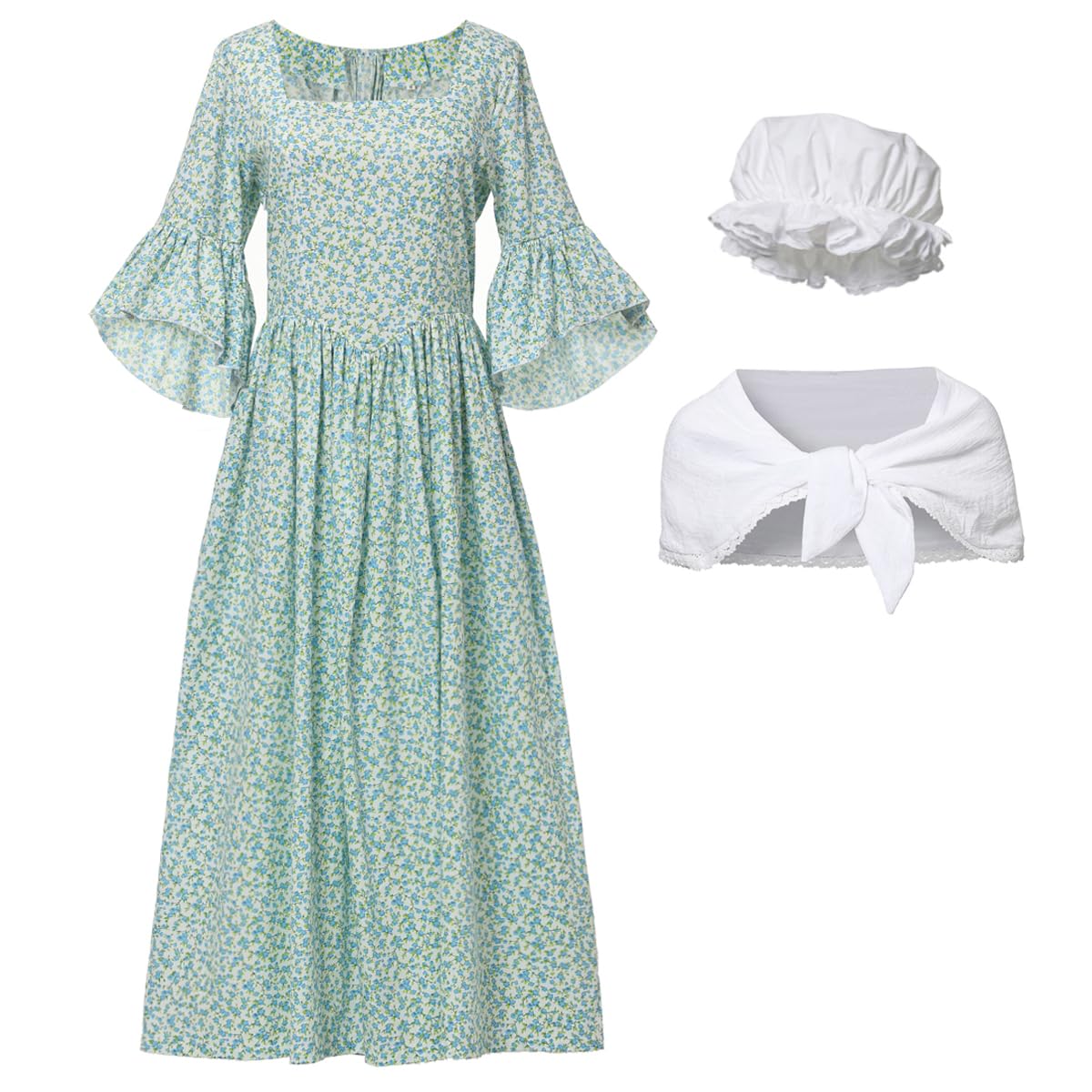 GRACEART Victorian Maid Costume Pioneer Colonial Woman Dress (18, Babysbreath)