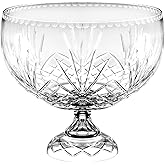 Barski - European Crystal - Handmade - Large Centerpiece Footed Bowl -Punch Bowl - 12" D - (12" Diameter) - 270 oz - 8.5 quarts - Made in Europe