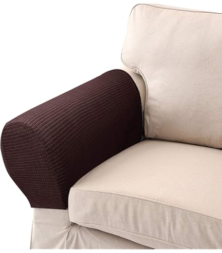 Lot De 2 Housses D'Accoudoirs En Similicuir Imperméable - Protection Pour Canapé/Chaise - Extensible, Ivoire - LINGXIYA