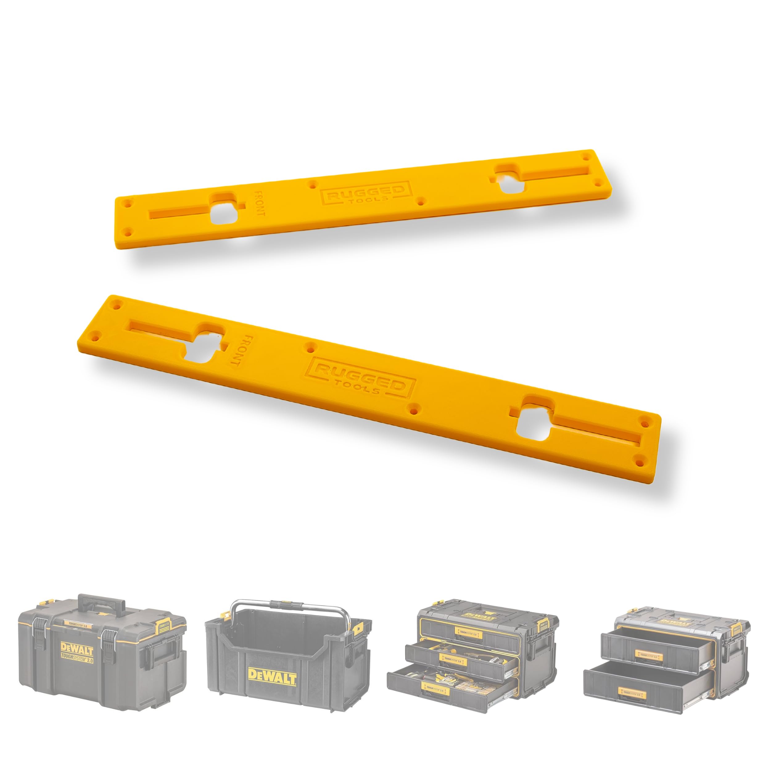 RUGGED TOOLS Anti-Skid Base Plates Compatible with Dewalt ToughSystem 1.0 & 2.0 Tool Boxes - Yellow, Pair