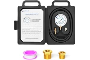MEANLIN MEASURE 0-35” WC Manifold Gas Pressure Test Kit, Pressure Gauge Kit for Natural Gas or LP Gas with 40" Feet Hose, 1/8” NPT Fitting with Barbed Connection and Hex Bushing