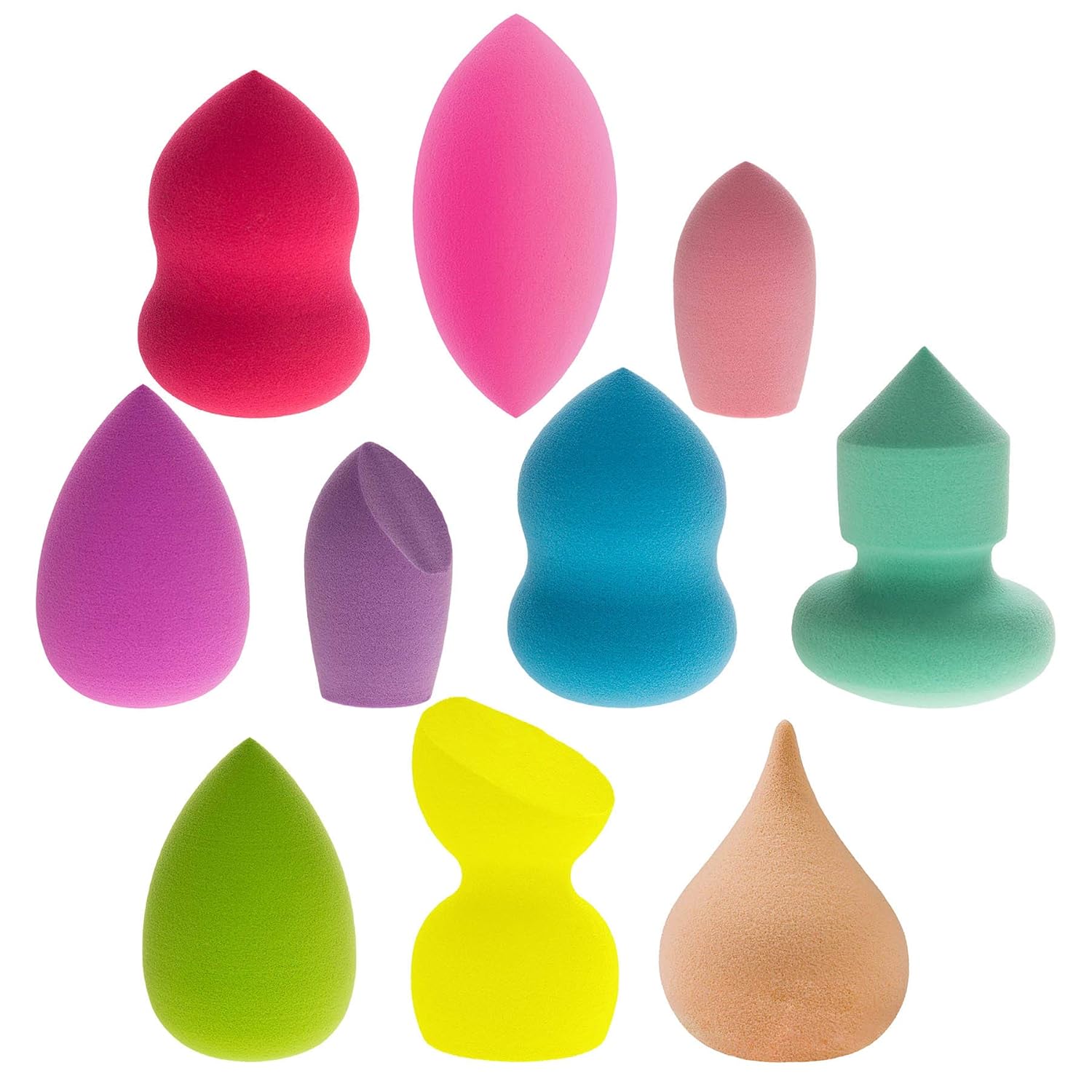 SHANY Makeup Premium Beauty Sponge Blender Puff Set - Latex-free & Vegan, Multipurpose Shapes & Colors - Set of 10 : Beauty