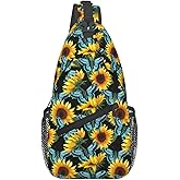 Krirteh Sunflower And Blue Butterfly Sling Bag For Women Men Fashion Print Backpack Crossbody Shoulder Bag Sling Backpack Chest Bag Travel Hiking Casual Sport Daypack