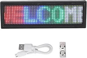 Eujgoov Color LED Name Badge 12x48 Pixels APP Control Programmable Reusable Name Sign Price Tag for Restaurant Store Hotel Of