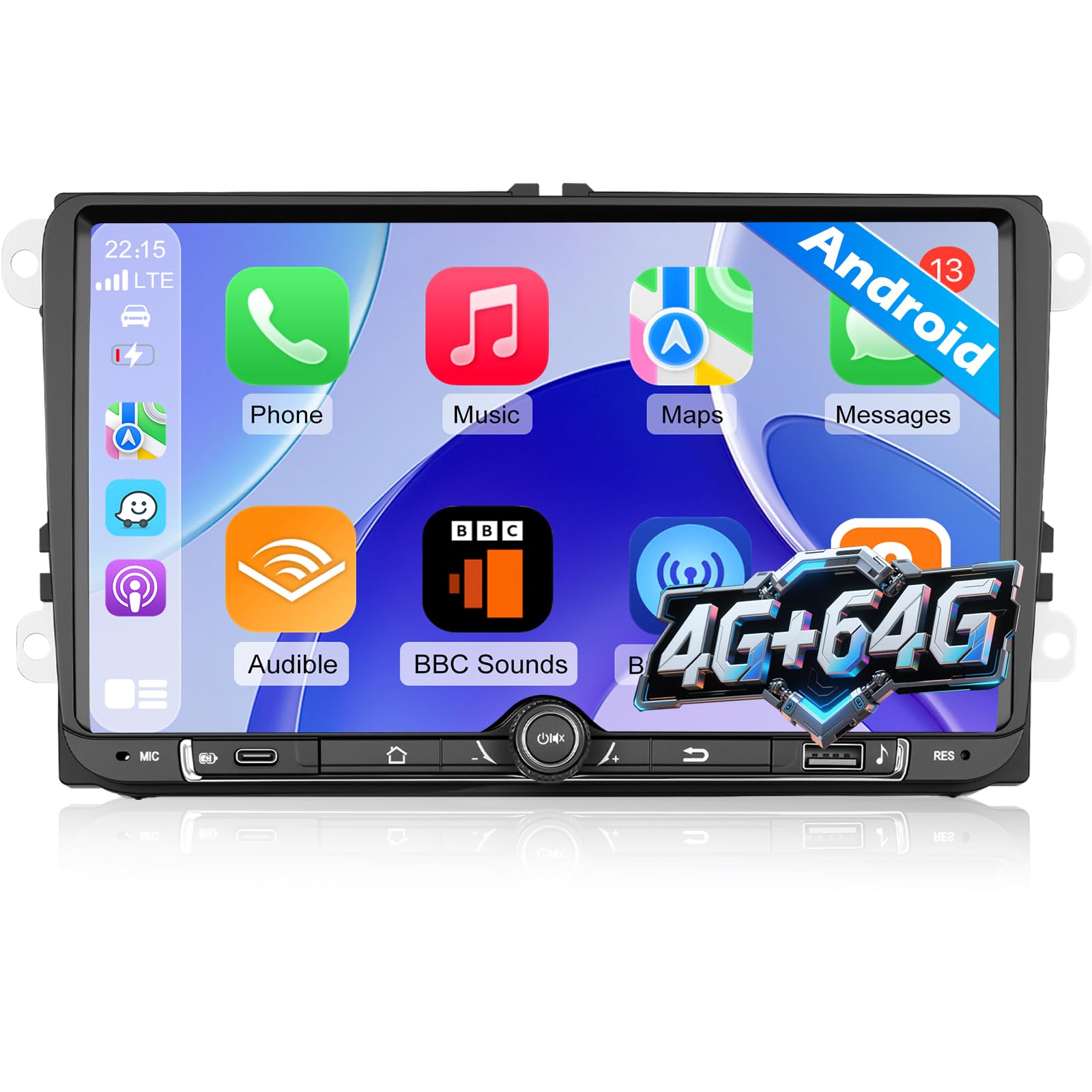 Photo 1 of 4G+64G 9 inch Screen for VW Jetta Passat Radio - Android Touch Screen Volkswagen Car Stereo with Carplay/Android Auto/SWC/Bluetooth 5.0/WiFi/32 EQ Audio