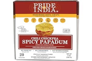 Pride Of India - Spicy Chickpea Masala Papadum Lentil Crisp, Pack of 6-10 count Box (3.53oz - 100gm) - Instant Popping Chips,