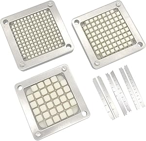 TUNTROL Replacement Chopper Blade,420 Stainless Steel Blade for Commercial Vegetable Dicer Fruit Cutter，Interchangeable Blade&Pusher Block Set (1/4