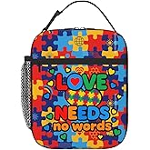 UEQIKI Autism Awareness Insulated Lunch Bag for Women & Men, Reusable Leak-Proof Lunch Box with Cooler Compartment, Lunch Tote for Adults Work Travel Picnic Durable & Washable