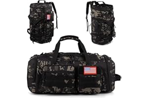 ATRIPACK Tactical Gym Bag for Men，70L Large 3 in 1 Sports Duffle Bag with Shoes Compartment for Travel,Water Resistant Travel Backpack Weekender Overnight Bag with Wet Pocket for Women