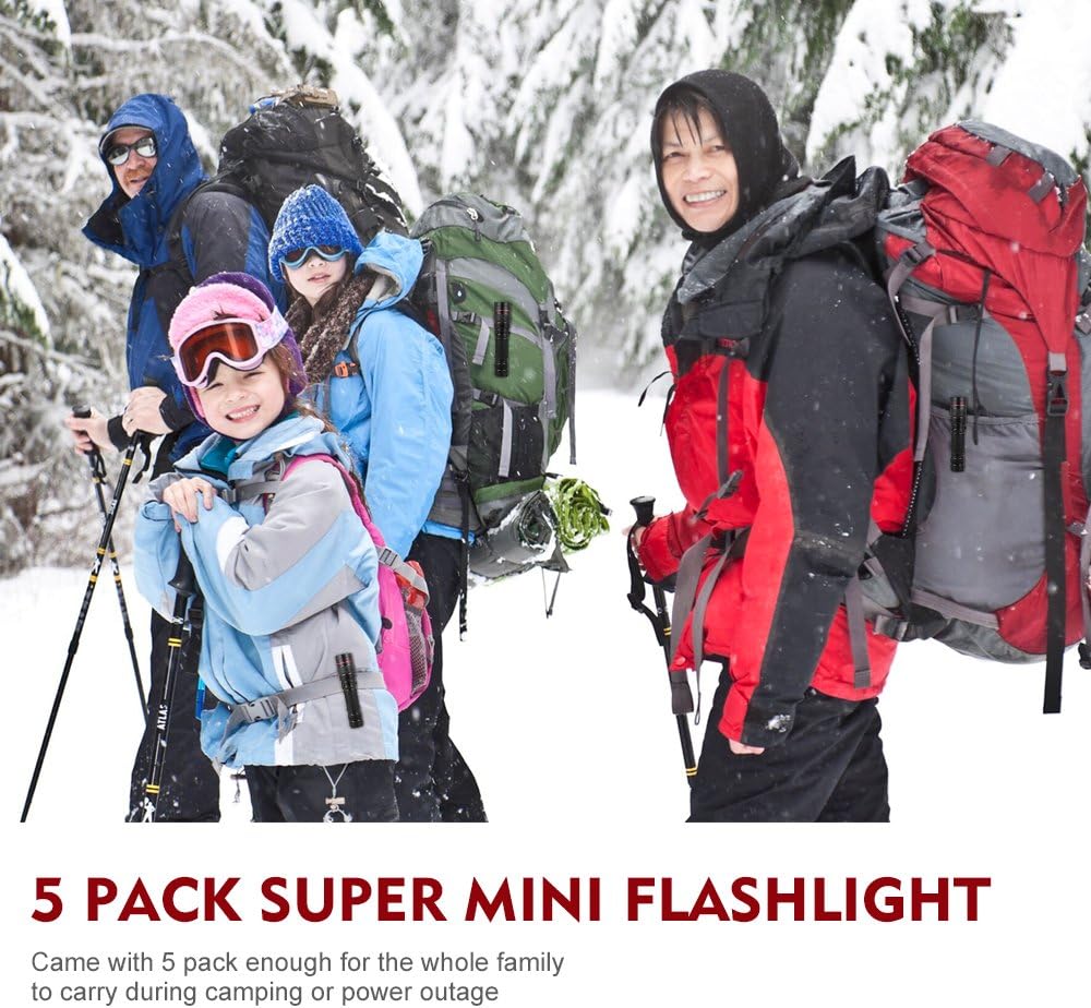 Kootek 5 Pack Super Mini Flashlights LED Waterproof Zoomable Bright Flashlight for Kids Child Outdoor Hiking Biking Camping Cycling Emergency Light (0.83 Inch Wide) - - 