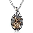 KIRTIJW St Christopher/George/Michael/Jusus/Mary Necklace for Men Stainless Steel Patron Saints Medallion Jewelry