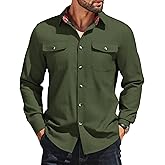 COOFANDY Men's Casual Button Down Shirt Fall Long Sleeve Work Western Cowboy Shirts with Pockets,Plaid Cuffs
