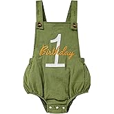 Baby Boys Girls 1st Birthday Romper Baby First Birthday Outfit Boy Solid Color Jumpsuit Cake Smash Outfit
