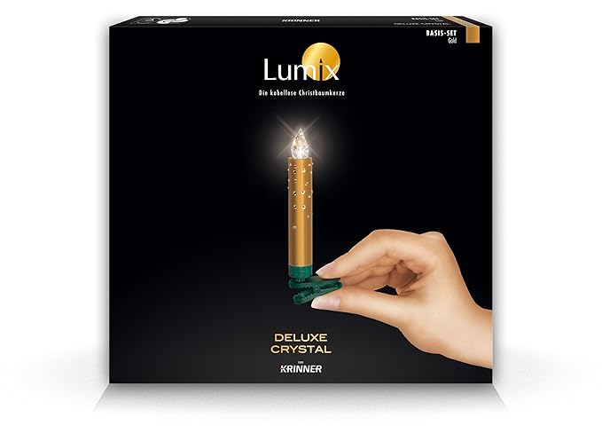 Krinner Lumix Crystal gold mit Swarovski Kristallen 10er Set mit Infrarotfernbedienung Modell 2012
