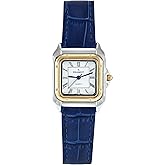 Peugeot Women Two-Tone Tank Shape Dress Watch with Designer Leather Wrist Band