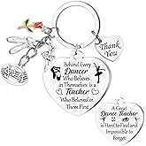 Dance Teacher Gifts Keychain, Inspirational Keyring with Dancer Charm, Teacher Thank You Gift for Dance Instructor