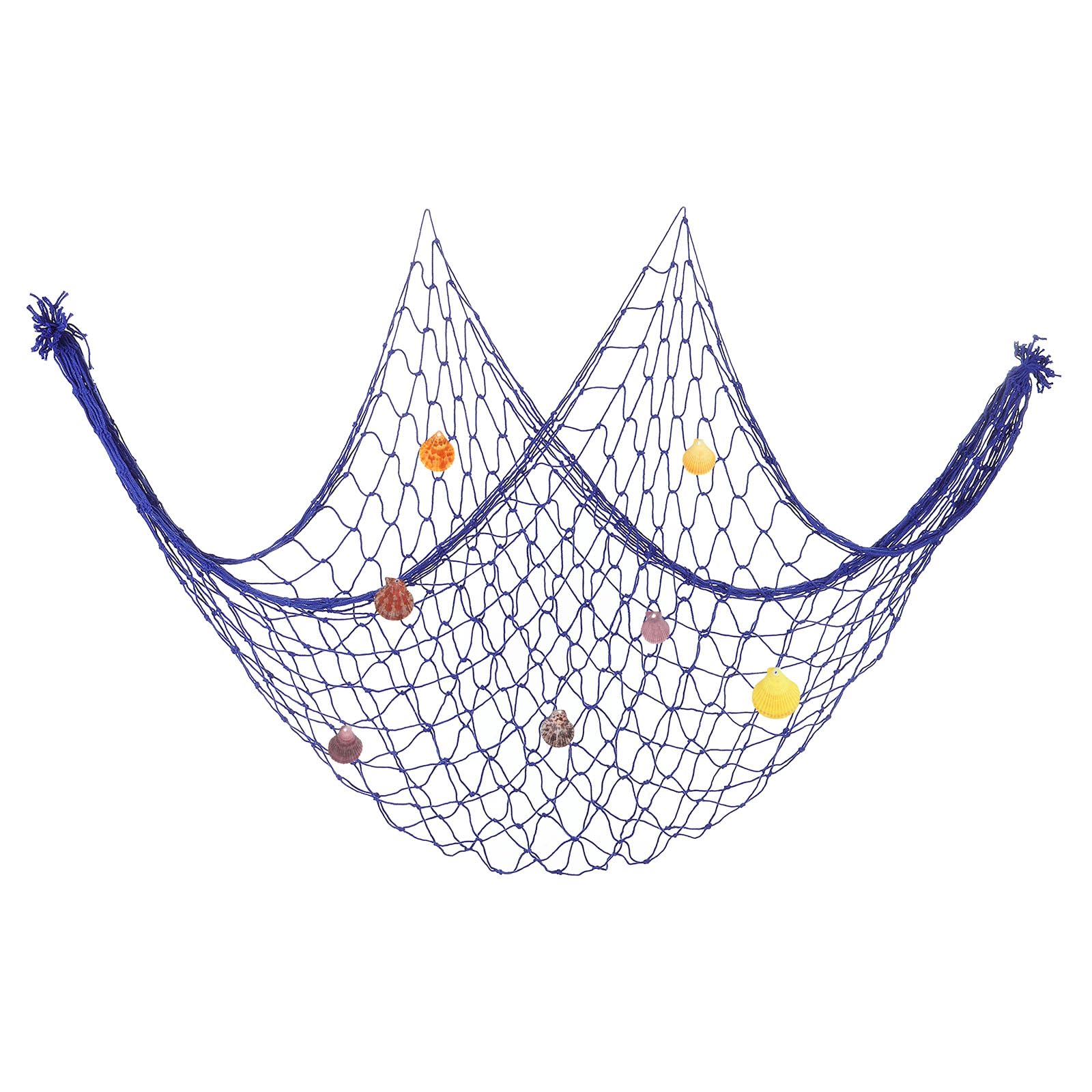 PATIKIL Fishing Net Decor, 80" x 40" Mediterranean Style Photographing Decoration Natural Fish Net Party Accessory with Sea Shells for Home Bedroom, Dark Blue