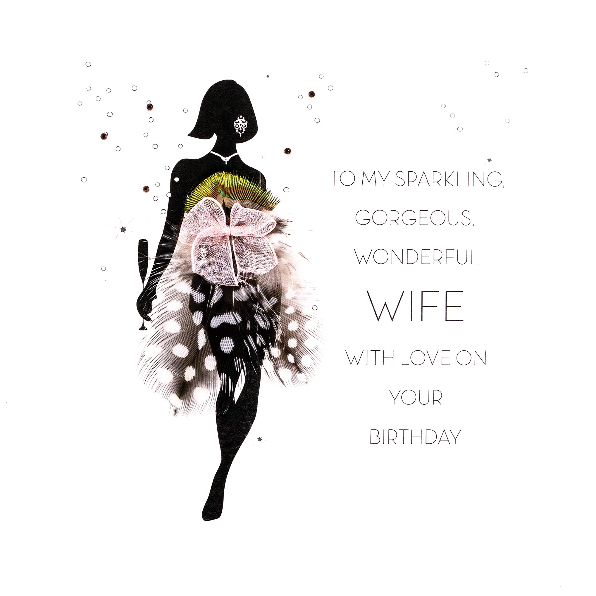 to My Sparkling Gorgeous Wonderful Wife - Quality Handmade Birthday Card / FOF10