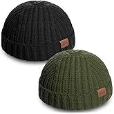 Fisherman Short Beanie Hats for Men, Knit Skull Cap Cuff Trawler Hat Mens Stylish Watch Cap Winter Warm Hat for Daily Wear