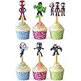 24x Hero Web Spider Cupcake Toppers – Strong Picks Happy Birthday Décor, Cupcake Decorations for Kids' Birthdays