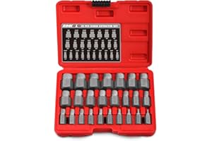 RIMKOLO 25-Piece Screw Extractor Set, Multi-spline Easy Out Extractors CR-MO Bolt Remover for Removing Broken Studs, Bolts, Socket Screws