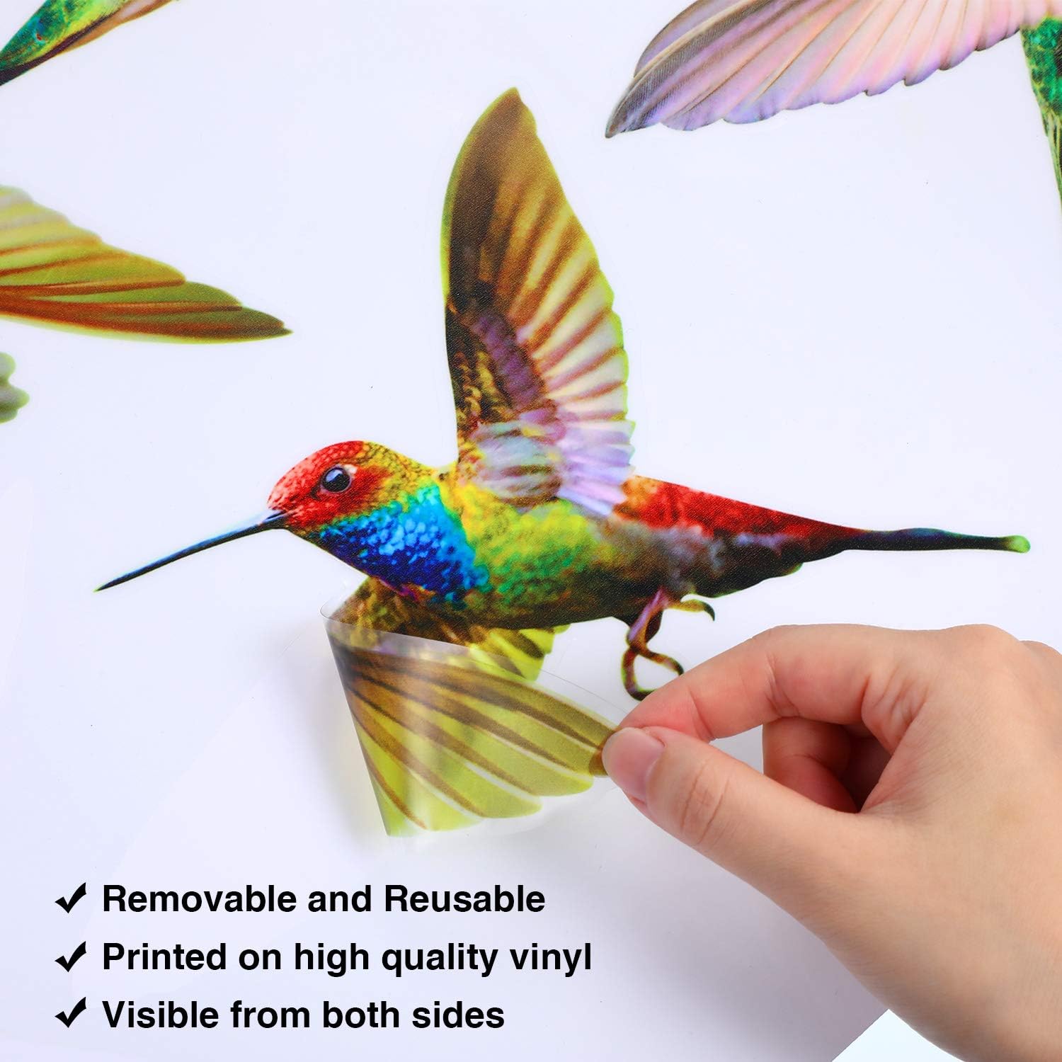 Blulu 18 Pieces Large Size Hummingbird Window Clings Anti-Collision Window Clings Decals to Prevent Bird Strikes on Casement Glass Non Adhesive - Image 4