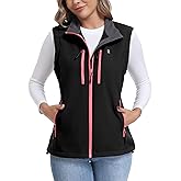 Little Donkey Andy Women's Lightweight Vest Fleece Softshell Vest Windproof Sleeveless Jacket Outerwear with 6 Zipper Pockets