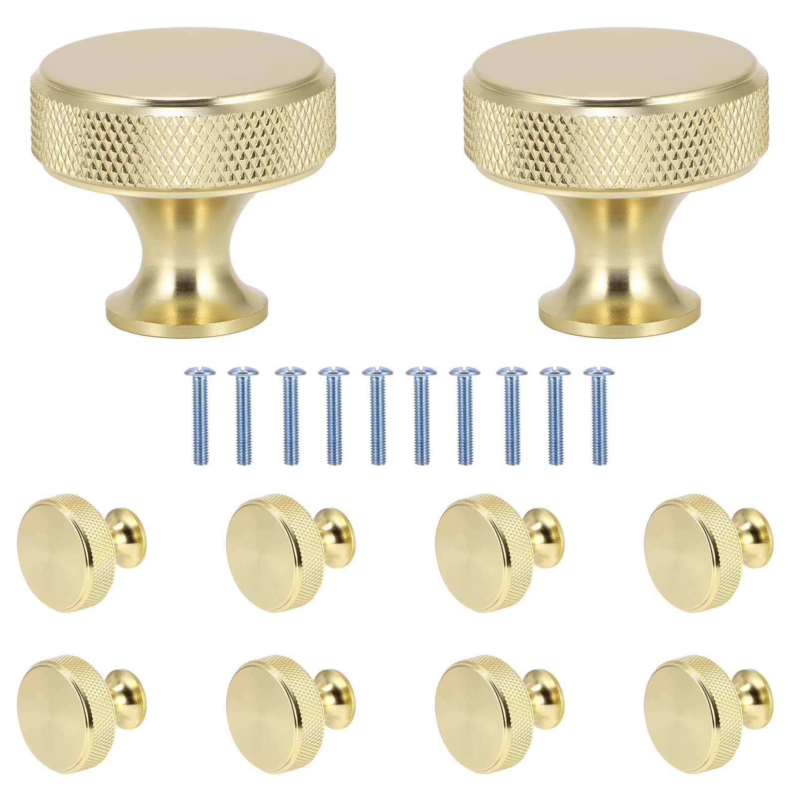 Drawer Handles, 10 Pcs Gold Cabinet Knobs, Brass Door Handles for Dressers, Wardrobes, Cabinets and Other Furniture, 3.1 x 2.6 cm (Style A)