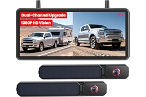 AUTO-VOX 2 Solar Wireless Backup Camera: Dual Cameras for Wider Coverage, 7.2" HD Split-Screen Monitor, Dual Antenna Signal, 