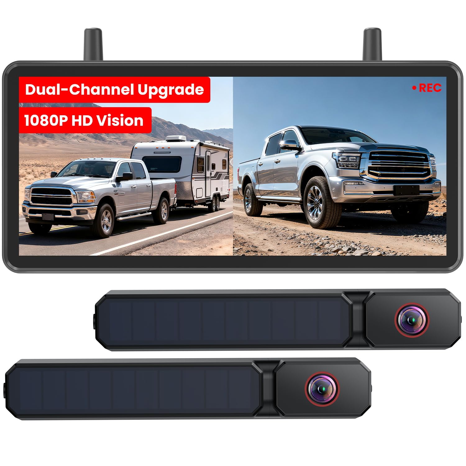 AUTO-VOX 2 Solar Wireless Backup Camera, Dual Cameras for Wider Coverage