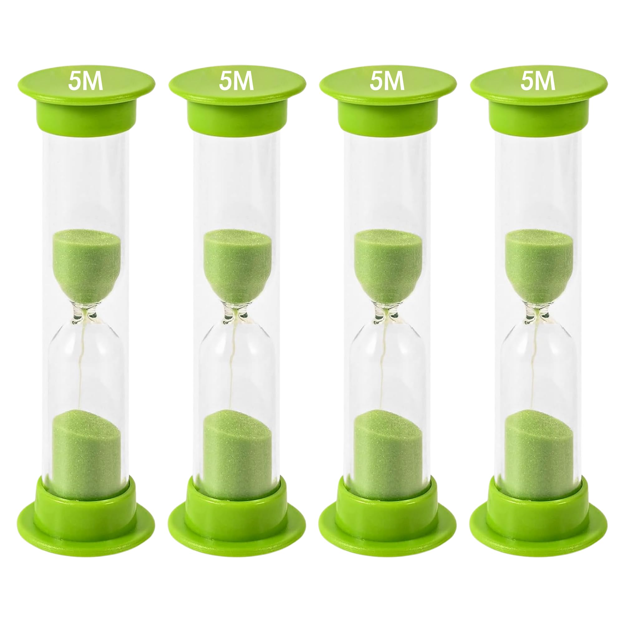 TeacherFav Sand Timer for Kids - 5 Minute Set of 4 Hour Glass - Green Color- Acrylic Covered for Classroom, Home & Kids Room — image 1