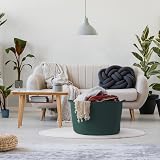 Maliton Extra Large Laundry Basket 50 x 33 cm Foldable Blackish Green view 3