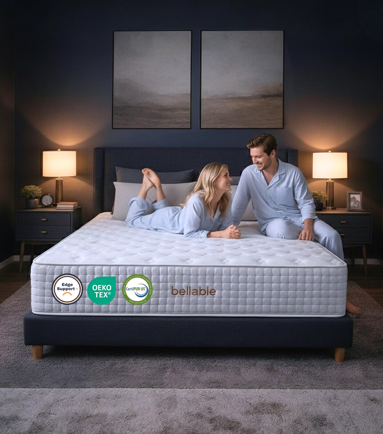 Photo 1 of King Size Mattress 14Inch, Medium Firm Fiberglass-Free Hybrid Mattress Memory Foam Individually Pocket Coils with Excellent Edge Support, King Size Bed in a Box, Zone Support for Back Pain Relief