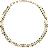 Sylph 10mm Choker Necklaces for Women 18k Gold Plated Copper Cuban Link Chain Gold Choker Necklace Italian Jewelry Gifts for Wife,16 Inch