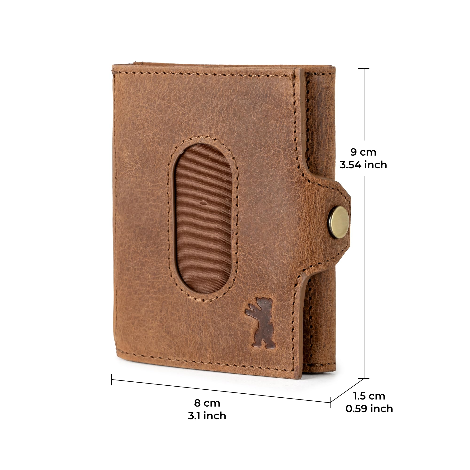 Berliner Bags Vintage Slim Wallet Hamburg, Geldbörse Mini Portmonee aus Leder, Geldbeutel mit TÜV-geprüftem RFID-Schutz, für Herren - Braun 9