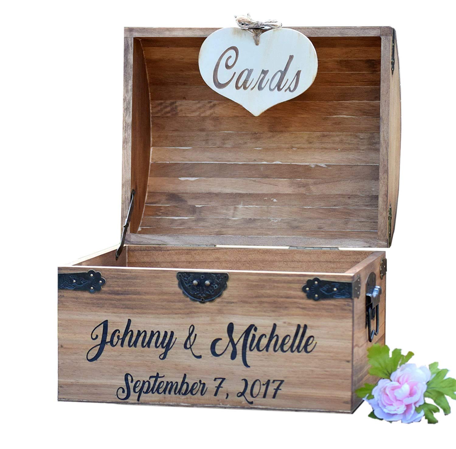 Amazon Com Engraved Wooden Card And Memory Chest Rustic Wedding Card Chest Personalized Gift Rustic Wedding Decor Wedding Card Holder Personalized Card Box Handmade