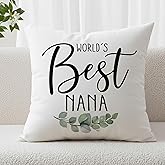 MNASAIOO World's Best Nana Gifts Decorative Throw Pillow Covers, Grandma Gifts for Mom Mother's Day Christmas Holiday, Rustic Botanical Eucalyptus Pillow Cases Decor for Bed Couch Bedroom 18x18in