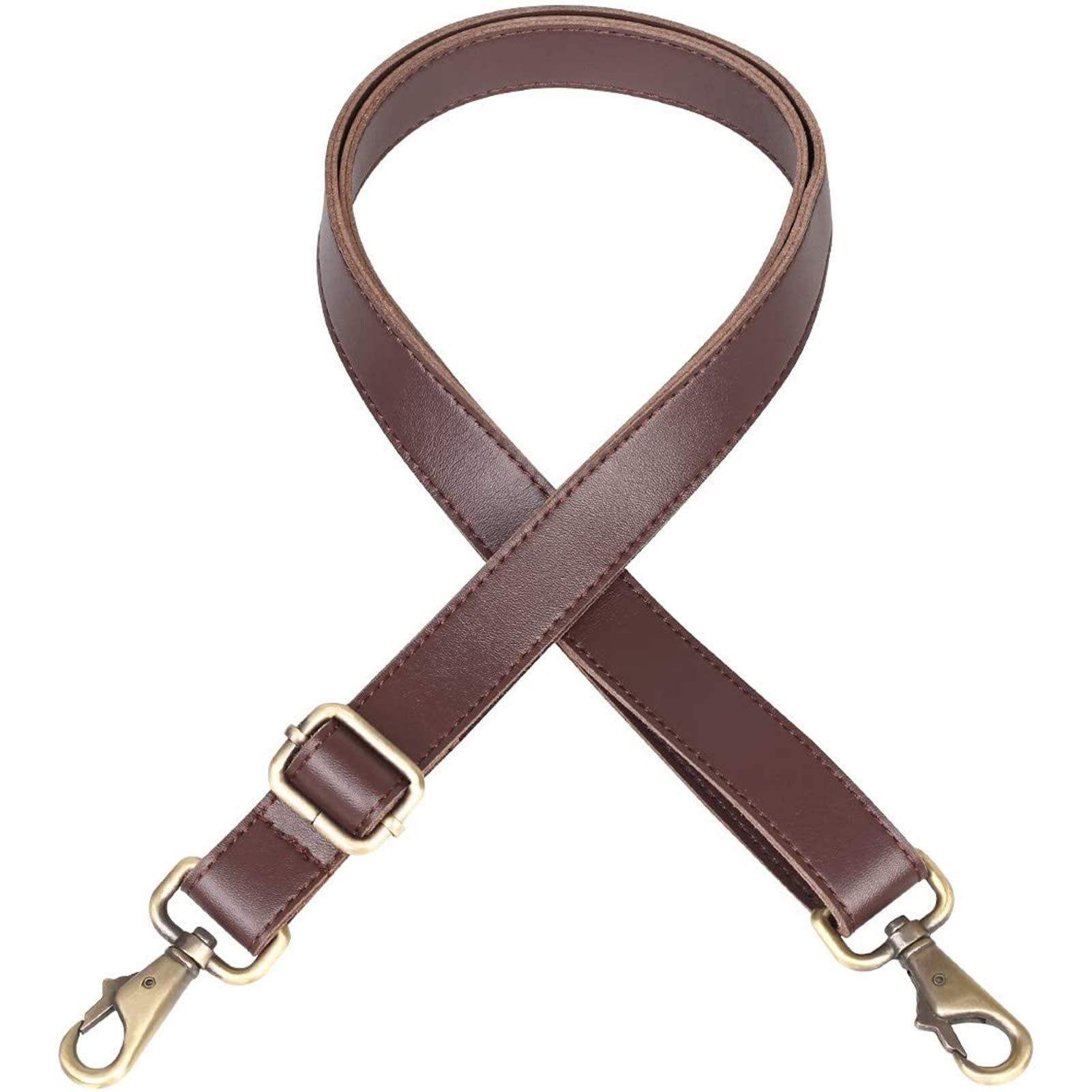 JAKAGO Universal Leather Shoulder Strap with Silver Metal Swivel Hooks adjustable Shoulder Bag Accessories straps for Leather Crossbody Bag Briefcase Messenger Bag Satchel DIY Purse Making (Brown2) — image 1