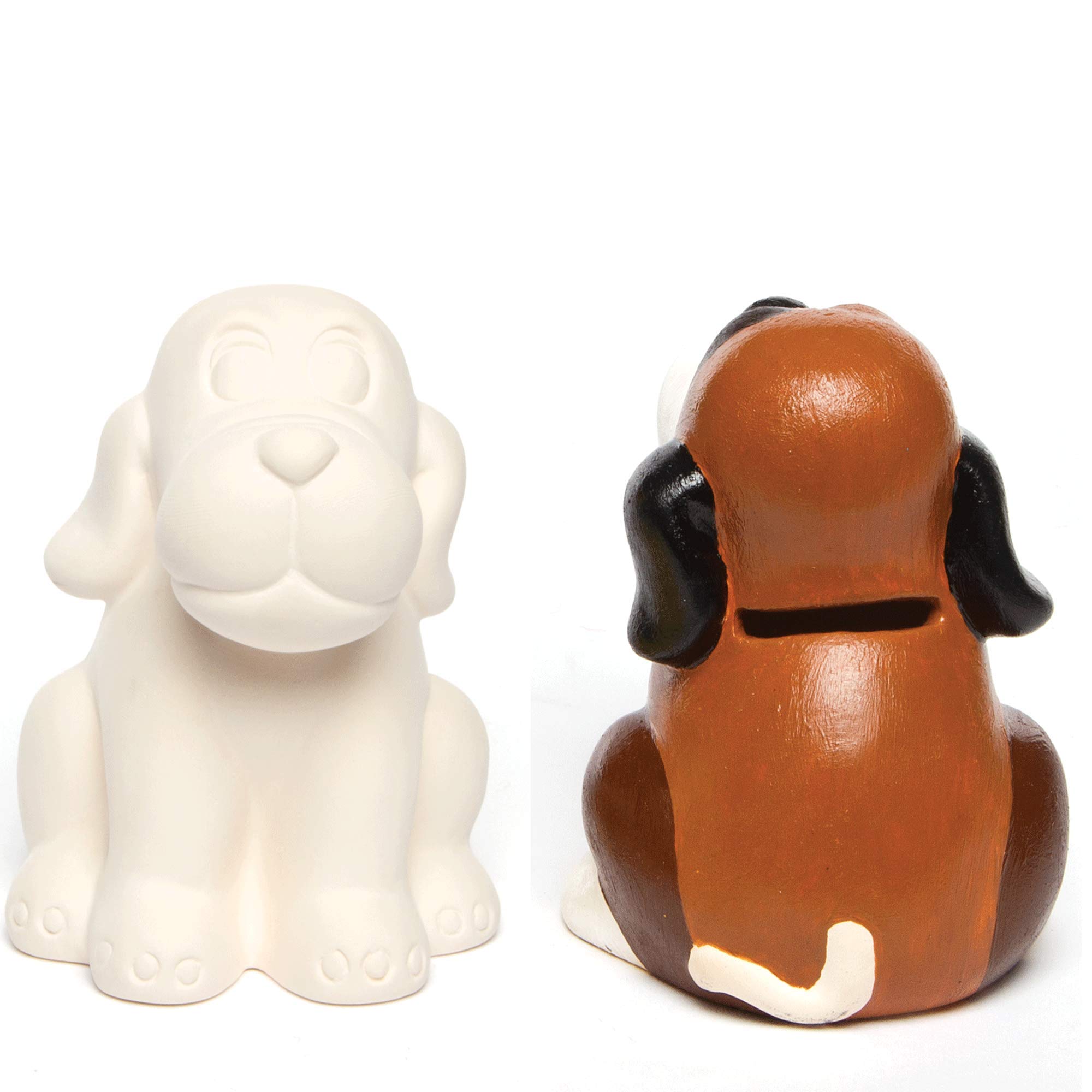 Baker Ross AG762 Dog Ceramic Coin Banks (Pack of 2)