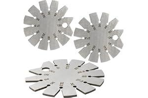 Adyoney 3 PCS Brushed Silver 15-120 Degree Bevel Gauge, Stainless Steel Axe Angle Gauge Round Shape