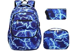 Bevalsa Backpack for Boys, Lightining School Bags for Kids, Bookbag for Boys Girls Teens